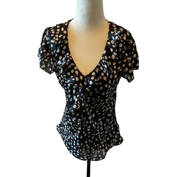 SUNNY LEIGH PETITE  Polka Dot Print Satin Top PM - Picture 1 of 7